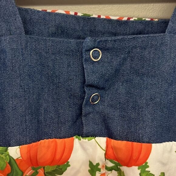 Pumpkin Girls Sleeveless Ruffles Pull-On Fall Pattern Overalls *see measurements - Picture 9 of 11